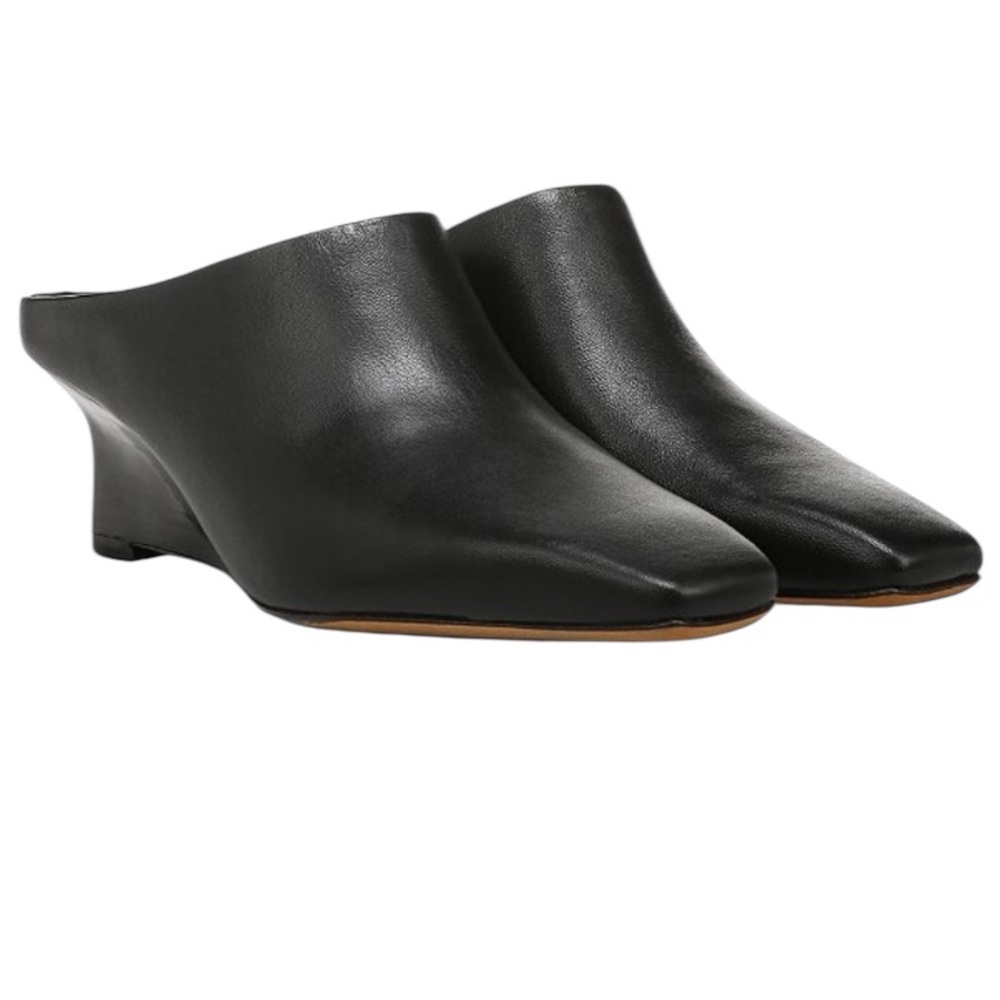 Vince  Benita Clogs, Mules, Wedges, Black Leather, size 11